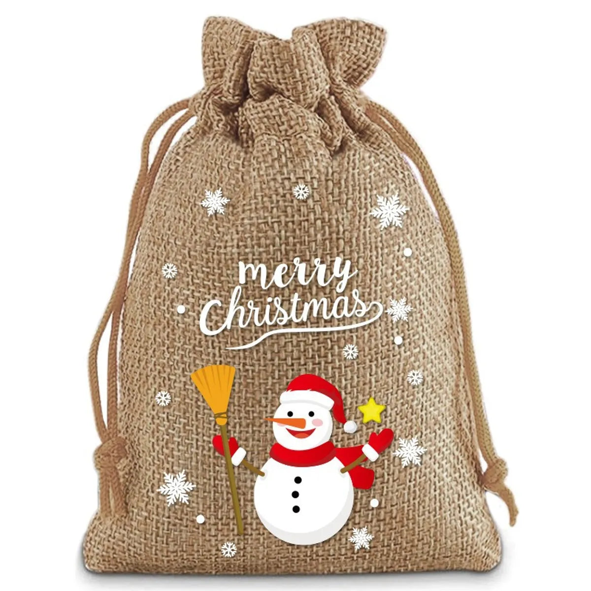 Christmas Cute Santa Claus Letter Snowman Linen Party Festival Gift Bags