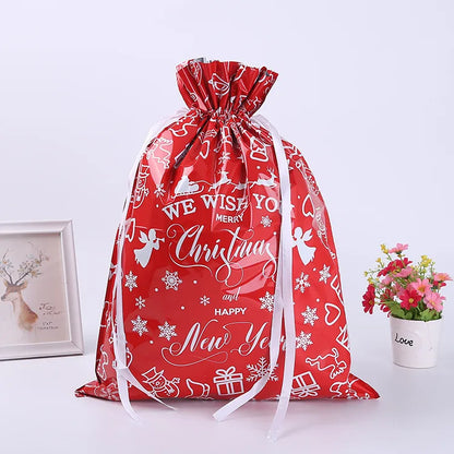 Christmas Cute Santa Claus Snowman Deer Pe Party Gift Bags 1 Piece