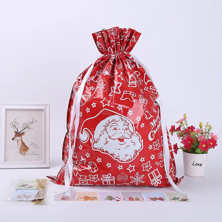 Christmas Cute Santa Claus Snowman Deer Pe Party Gift Bags 1 Piece