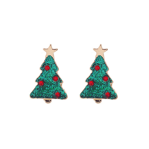 Christmas Earrings Alloy Snowflake Diamond Bell Christmas Tree Cartoon Character Rhombus Ushaped Dropshaped Geometric Animal Zodiac Electroplated