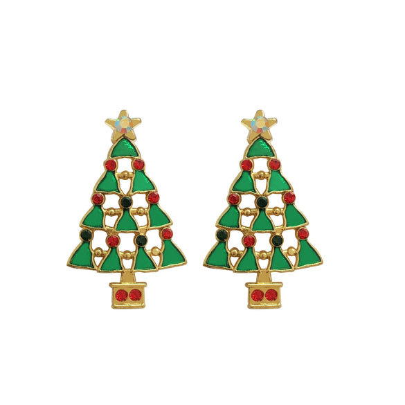 Christmas Earrings Alloy Snowflake Diamond Bell Christmas Tree Cartoon Character Rhombus Ushaped Dropshaped Geometric Animal Zodiac Electroplated