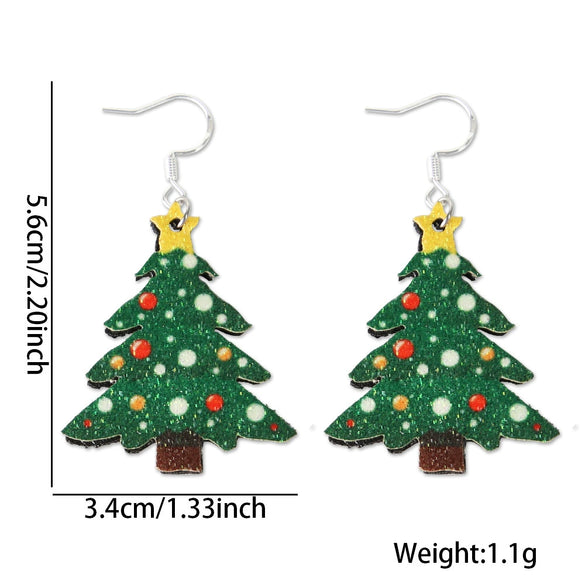 Christmas Earrings Cartoon Santa Claus Elk Snowman Bell Silverplated