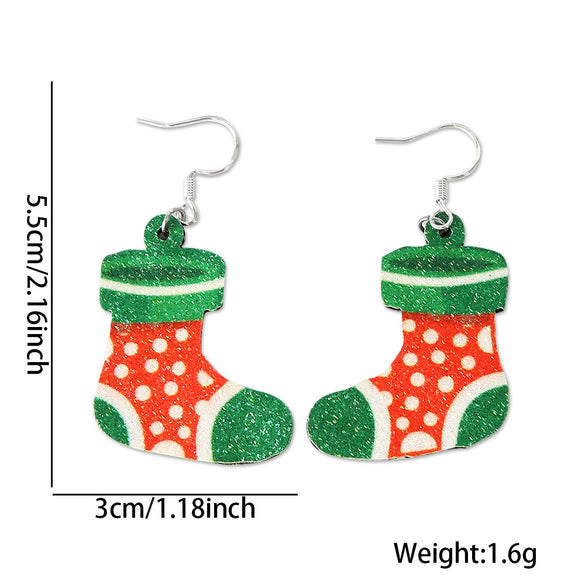 Christmas Earrings Cartoon Santa Claus Elk Snowman Bell Silverplated