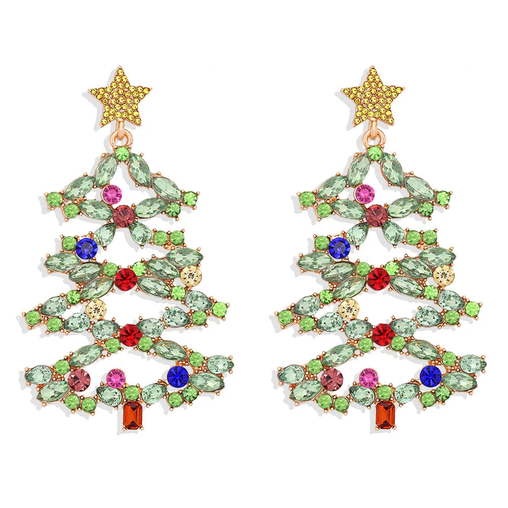 Christmas Element Earrings Creative Funny Rice Beads Snowman Earrings Diamond Bells Christmas Tree Earrings