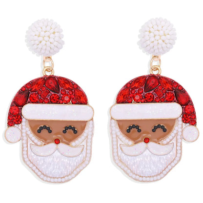 Christmas Element Earrings Creative Funny Rice Beads Snowman Earrings Diamond Bells Christmas Tree Earrings