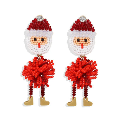 Christmas Element Earrings Creative Funny Rice Beads Snowman Earrings Diamond Bells Christmas Tree Earrings