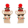 Christmas Element Earrings Creative Funny Rice Beads Snowman Earrings Diamond Bells Christmas Tree Earrings