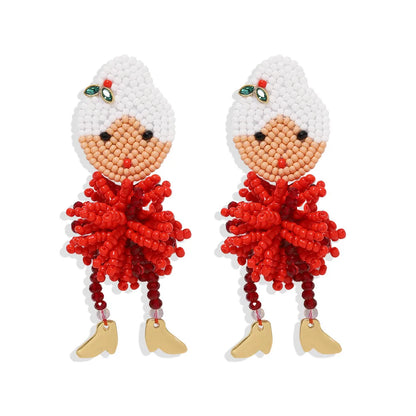 Christmas Element Earrings Creative Funny Rice Beads Snowman Earrings Diamond Bells Christmas Tree Earrings