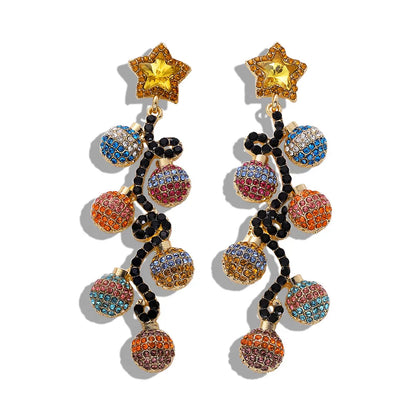 Christmas Element Earrings Creative Funny Rice Beads Snowman Earrings Diamond Bells Christmas Tree Earrings