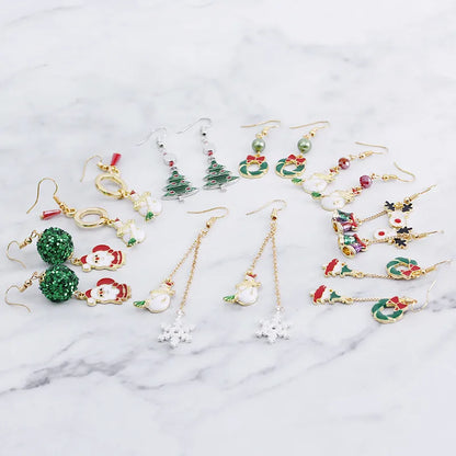 Christmas Elk Christmas Tree Cartoon Bell Santa Claus Earrings Wholesale Nihaojewelry