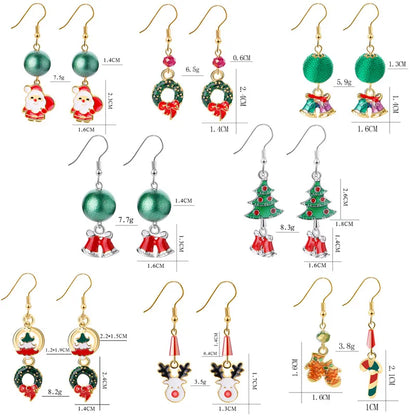 Christmas Elk Christmas Tree Cartoon Bell Santa Claus Earrings Wholesale Nihaojewelry