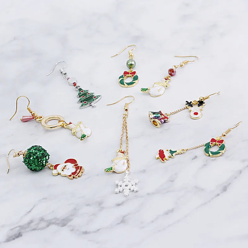 Christmas Elk Christmas Tree Cartoon Bell Santa Claus Earrings Wholesale Nihaojewelry