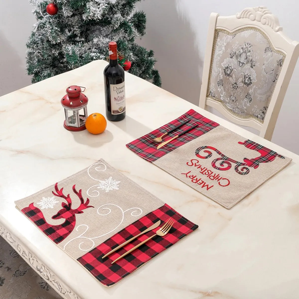 Christmas Fashion Elk Cloth Party Table Mat 1 Piece