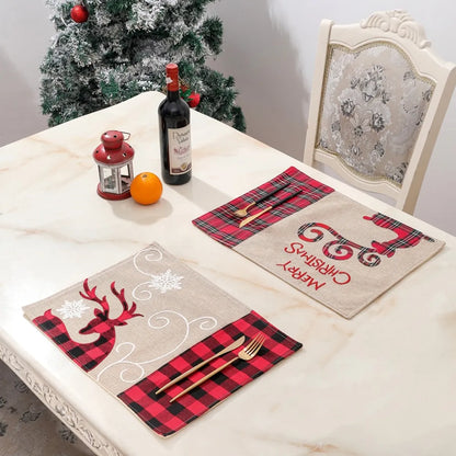 Christmas Fashion Elk Cloth Party Table Mat 1 Piece