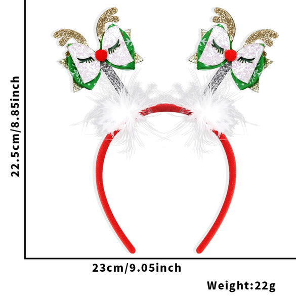 Christmas Hair Band Bow Antler Head Buckle Plastic Cartoon Christmas Tree Snowman Headwear For Children