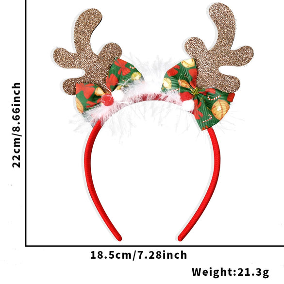 Christmas Hair Band Bow Antler Head Buckle Plastic Cartoon Christmas Tree Snowman Headwear For Children