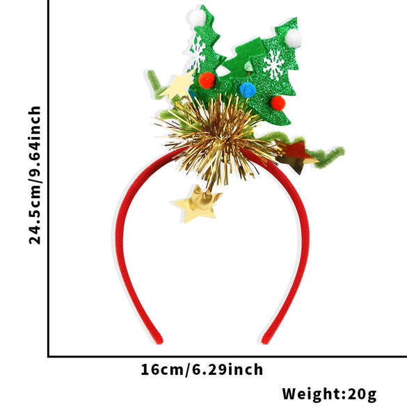 Christmas Hair Band Bow Antler Head Buckle Plastic Cartoon Christmas Tree Snowman Headwear For Children