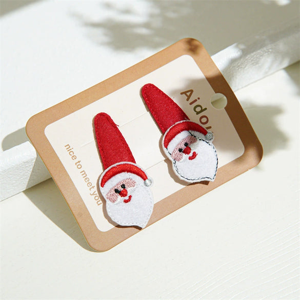 Christmas Hairpin Sweet Festival Style Mixed Material Elk Snowflake Bb Clip For Women