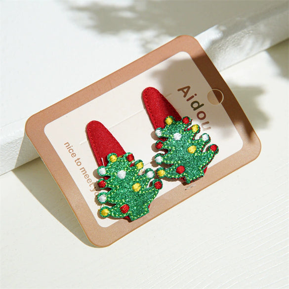 Christmas Hairpin Sweet Festival Style Mixed Material Elk Snowflake Bb Clip For Women