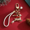 Christmas Keychain Pendant Creative Zinc Alloy Bag Charm With Diamond Accents And Enamel Detailing