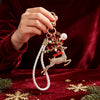 Christmas Keychain Pendant Creative Zinc Alloy Bag Charm With Diamond Accents And Enamel Detailing
