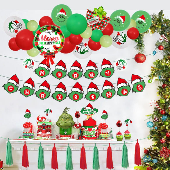 Christmas Latex Balloon Decoration Round Spiral Pattern Party Ornament For Festive Events