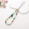 Christmas Mobile Phone Chain Acrylic Beaded With Santa Claus And Short Christmas Tree Pendants Electroplated Wrist Strap Antilost Chain With Love Heart Water Drop Bell Patterns