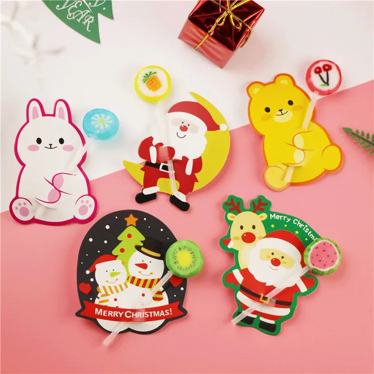 Christmas Nordic Style Cute Animal Santa Claus Snowman Paper Card Christmas Party Candy Decoration Card