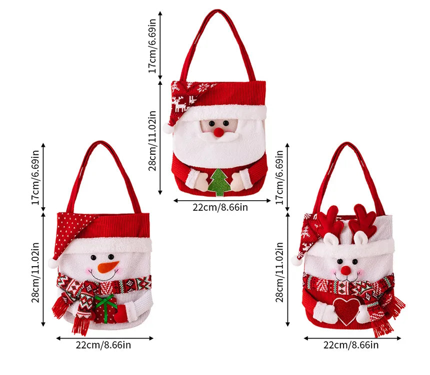 Christmas Nordic Style Santa Claus Snowman Cloth Polyester Party Festival Gift Bags