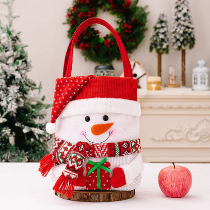 Christmas Nordic Style Santa Claus Snowman Cloth Polyester Party Festival Gift Bags