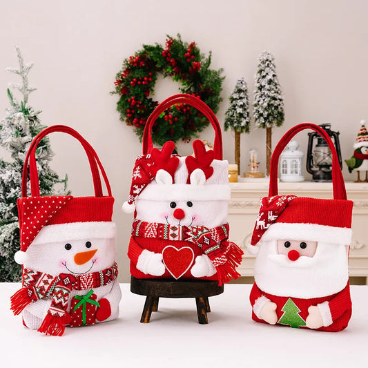 Christmas Nordic Style Santa Claus Snowman Cloth Polyester Party Festival Gift Bags