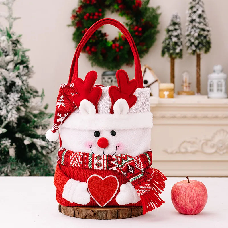 Christmas Nordic Style Santa Claus Snowman Cloth Polyester Party Festival Gift Bags