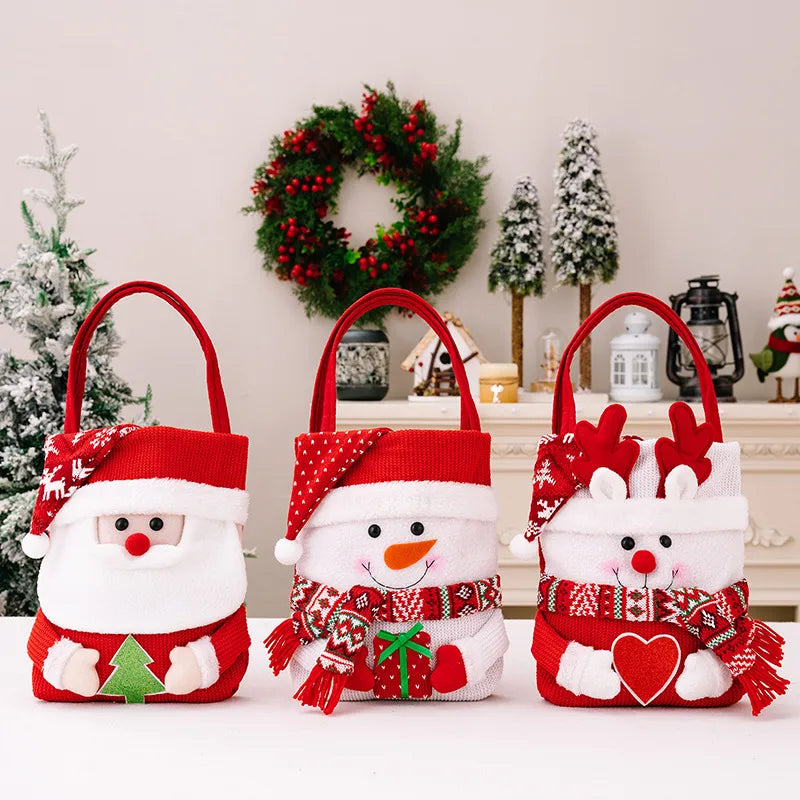 Christmas Nordic Style Santa Claus Snowman Cloth Polyester Party Festival Gift Bags