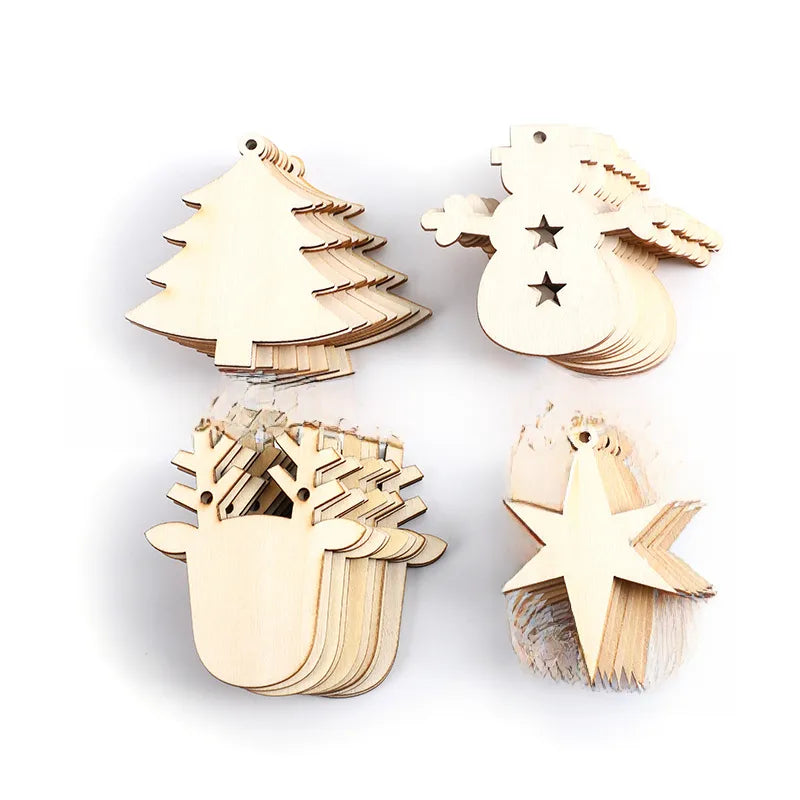 Christmas Pendant Home Decoration Wooden Crafts Creative Carving Wood Chips Christmas Tree Ornaments Gifts