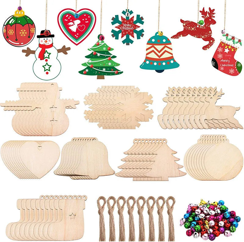 Christmas Pendant Home Decoration Wooden Crafts Creative Carving Wood Chips Christmas Tree Ornaments Gifts