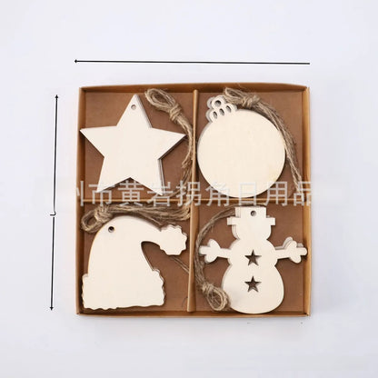 Christmas Pendant Home Decoration Wooden Crafts Creative Carving Wood Chips Christmas Tree Ornaments Gifts