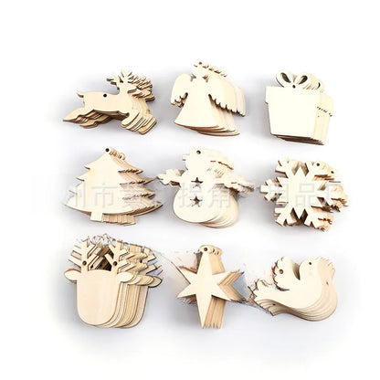 Christmas Pendant Home Decoration Wooden Crafts Creative Carving Wood Chips Christmas Tree Ornaments Gifts