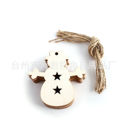 Christmas Pendant Home Decoration Wooden Crafts Creative Carving Wood Chips Christmas Tree Ornaments Gifts