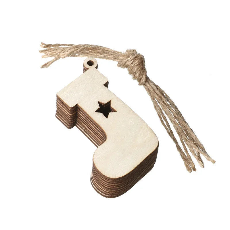 Christmas Pendant Home Decoration Wooden Crafts Creative Carving Wood Chips Christmas Tree Ornaments Gifts