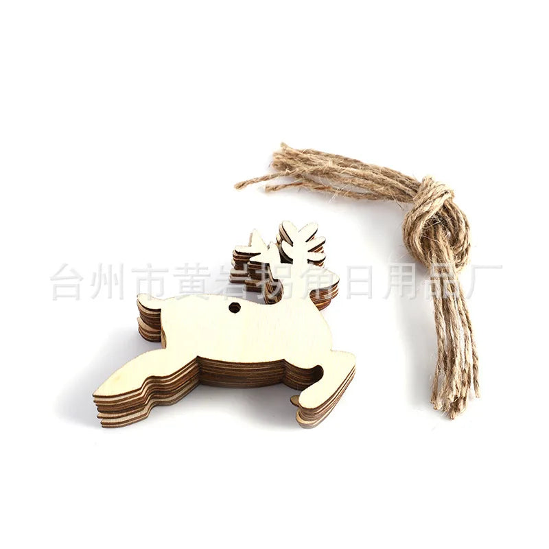 Christmas Pendant Home Decoration Wooden Crafts Creative Carving Wood Chips Christmas Tree Ornaments Gifts