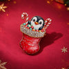 Christmas Penguin In Boots Brooch Pin Printed Electroplated Alloy Festive Accessory For Women And Unisex Gift