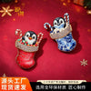 Christmas Penguin In Boots Brooch Pin Printed Electroplated Alloy Festive Accessory For Women And Unisex Gift
