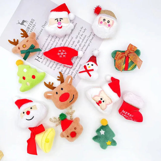 Christmas Plush Animal Head Decoration Accessories Christmas Cartoon Elk Santa Snowman Doll Accessories