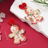 Christmas Printed Acrylic Double Sided Earrings With Snowman Snowflake Elk Gingerbread Man Panda Minimalist Style Unisex