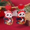 Christmas Printed Acrylic Double Sided Earrings With Snowman Snowflake Elk Gingerbread Man Panda Minimalist Style Unisex