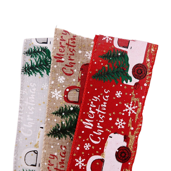 Christmas Ribbon Cloth Cartoon Style For Decorations And Gift Box Packaging