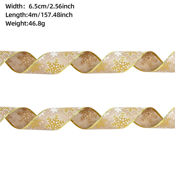 Christmas Ribbon Ornaments Cloth Material Pine Cone Snowflake Style