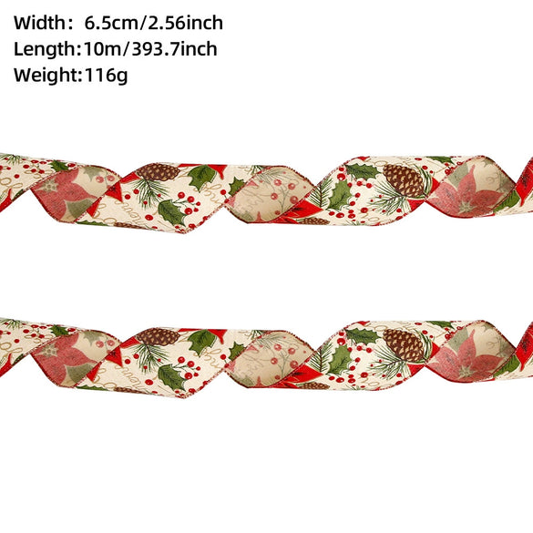 Christmas Ribbon Ornaments Cloth Material Pine Cone Snowflake Style