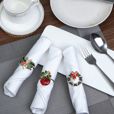 Cross-Border New Arrival Santa Claus Elk Garland Christmas Tree Snowflake Napkin Ring Napkin Ring Hotel Decoration Napkin Ring