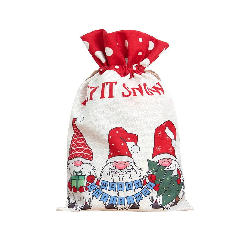 Christmas Santa Claus Letter Linen Party Gift Bags 1 Piece